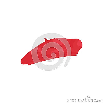 Red French felt beret icon, cartoon style Vector Illustration