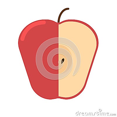 Red fresh apple flat icon, vector sign Vector Illustration