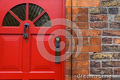 Red front door Stock Photo