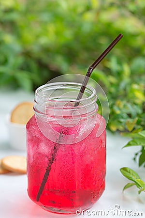 Red fruit flavor soft drink. Stock Photo