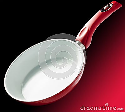 Red Frying Pan Stock Photo