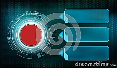 Red futuristic switch button with frame infographics. Technology Vector Illustration