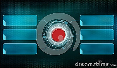 Red futuristic switch button with frame infographics. Technology Vector Illustration