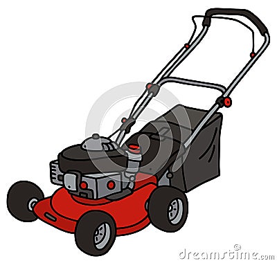 Red garden lawn mower Vector Illustration