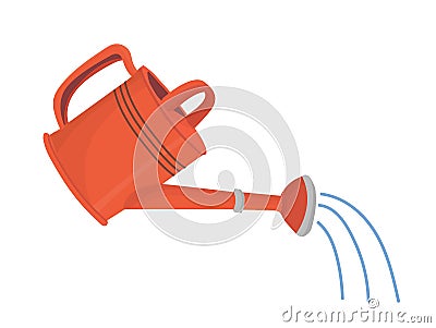 Red garden watering can Vector Illustration