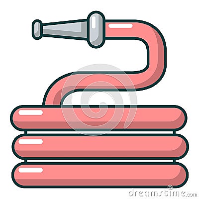 Red garden watering hose icon, cartoon style Vector Illustration