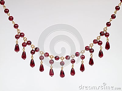 Red garnet necklace Stock Photo