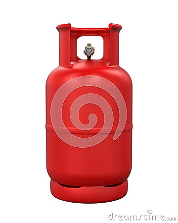 Red Gas Cylinder Isolated Stock Photo