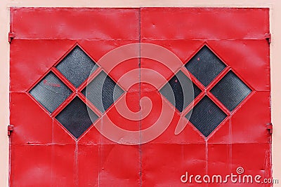 The red gate with diamond-shaped. background Stock Photo