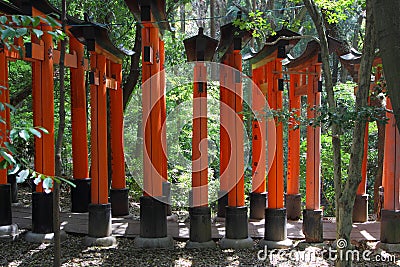 Red gates tunnel in Kyoto Stock Photo