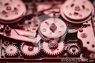 Red gears and cogs Stock Photo