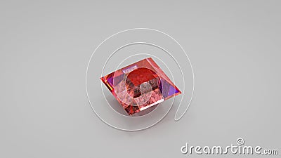 Red gemstone closeup 3D render illustration Cartoon Illustration