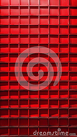 Red geometric pattern with rectangular grid structure Stock Photo