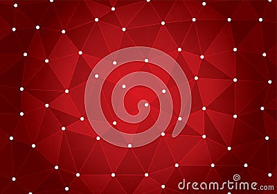 Red Geometric triangular low poly with dots and lines gradient illustration for graphic background. .design texture. Cartoon Illustration