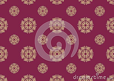 Red Geometrics Floral Medallion Symmetry Retro Repeat Printing Pattern Background Stock Photo