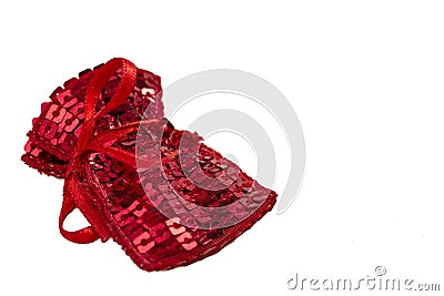 Red gift bag with spangles Stock Photo