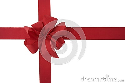 Red Gift Bow and Ribbon Stock Photo