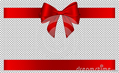 Red gift bow and ribbon illustration for christmas and birthday decorations Vector Illustration