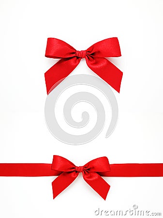 Red gift bows and ribbon Stock Photo