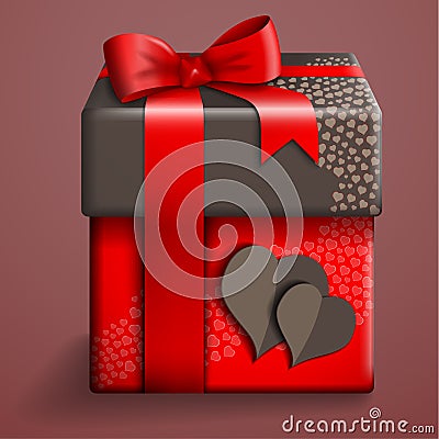 Red gift box. Vector Illustration