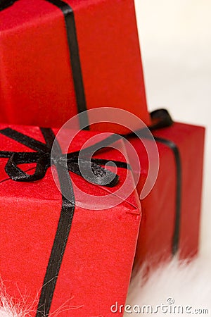 Red gift boxes Stock Photo