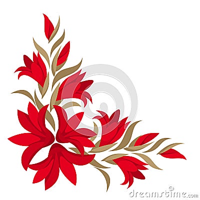 Red gladiolus flowers. Vector Illustration