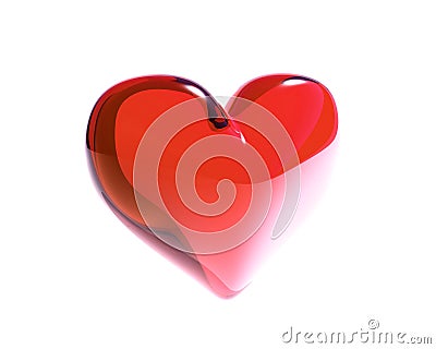 Red glass love heart Stock Photo
