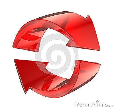 Red glass reload symbol Stock Photo