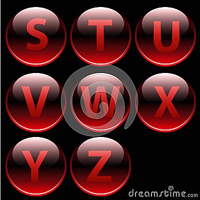 Red glossy alphabet letters (S-Z) Vector Illustration