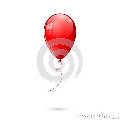 Red glossy balloon isolated on white background. vector illustration Vector Illustration