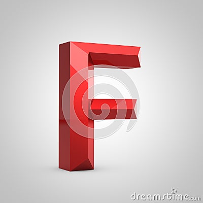 Red glossy chiseled letter F uppercase Stock Photo