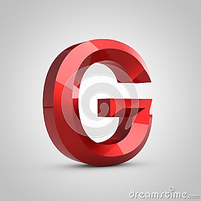 Red glossy chiseled letter G uppercase Stock Photo