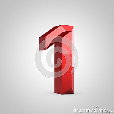 Red glossy chiseled number 1 Stock Photo