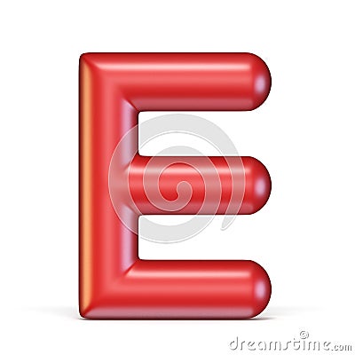 Red glossy font Letter E 3D Cartoon Illustration