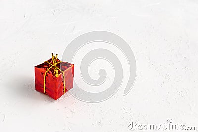 Red glossy gift box on white background Stock Photo