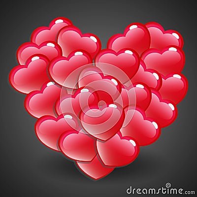 Red Glossy Heart Vector Illustration