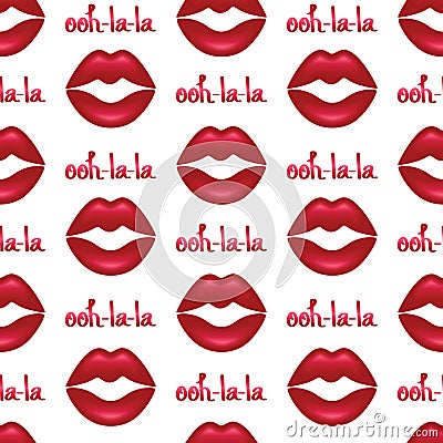 Red Glossy Lips Seamless Tile Vector Illustration