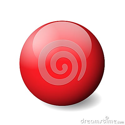 Red glossy sphere, ball or orb. 3D vector object with dropped shadow on white background Vector Illustration