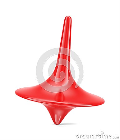 Red glossy spinning whirligig on white background Cartoon Illustration