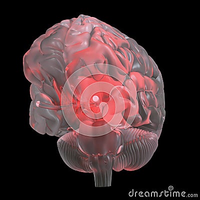 A red glowing glass brain Cartoon Illustration