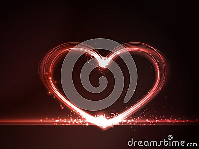 Red glowing heart Vector Illustration