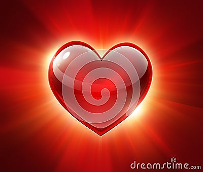 Red glowing heart Stock Photo
