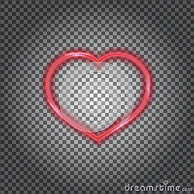 Red glowing neon heart. Isolated on transparent. Vector illustration Vector Illustration