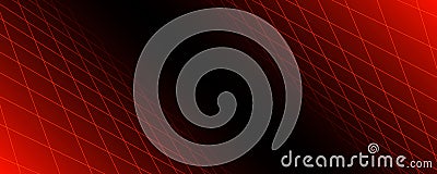 Red glowing neon wireframe background. Shining checkered diagonal grid planes in perspective. Retro futuristic depth Vector Illustration