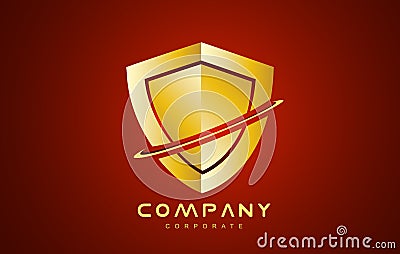 Red gold antivirus shield logo icon design Vector Illustration