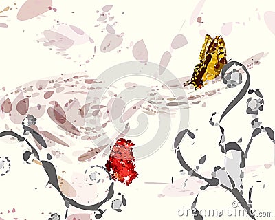 Red and gold Butterflies Stock Photo