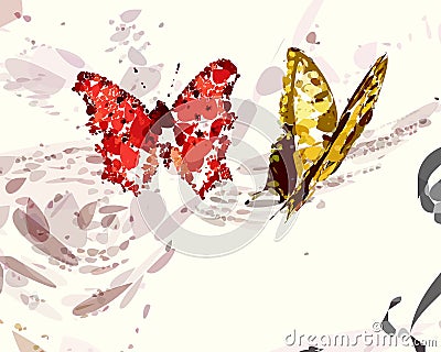 Red and gold Butterflies Stock Photo