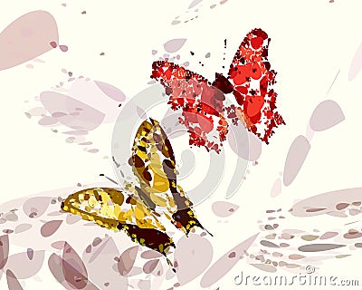 Red and gold Butterflies Stock Photo