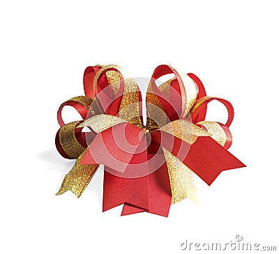 Red and gold fancy gift bow Stock Photo