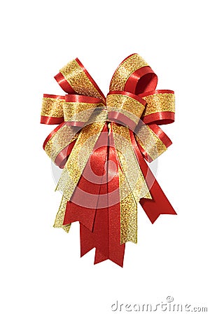 Red and gold fancy gift bow Stock Photo